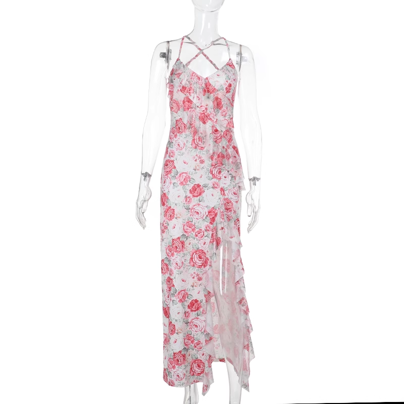 New Simple Fashion Floral Spaghetti Strap Dress TP2891