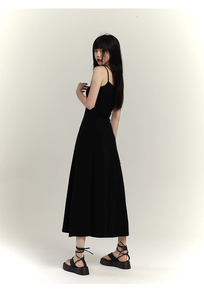 Simple Design Sense Fashion Solid Color Spaghetti Strap Dress TP2927