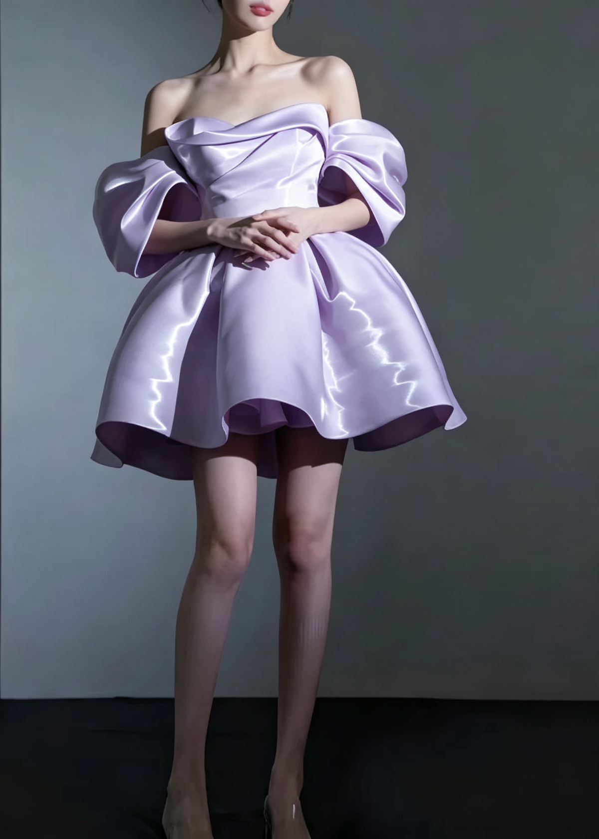 Vintage Pink Off‑the‑Shoulder Satin A‑Line Homecoming Dress TP6107