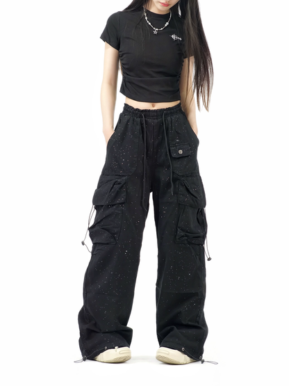 New Fashion Loose-fitting Sequin Design Street-style Long Casual Pants TP3223