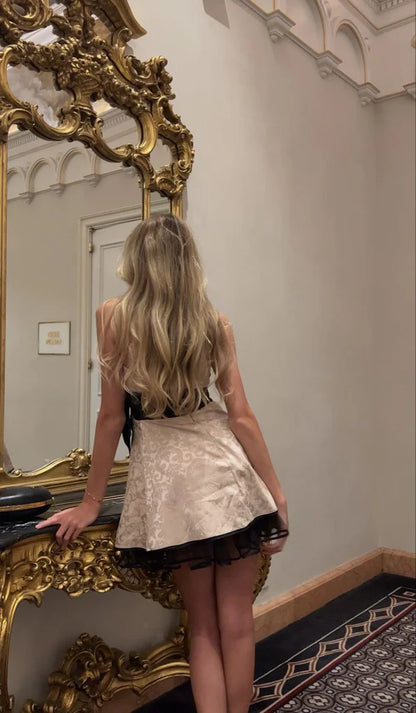 Vintage Ivory Embroidery Strapless A-Line Short Party Dress Cocktail Dress Homecoming Dress TP4455