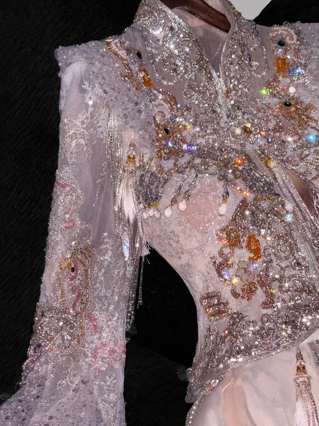 Gorgeous Sparkling Pink Beaded Sequin A-Line Romantic Chiffon Evening Dress Prom Dresses TP4156