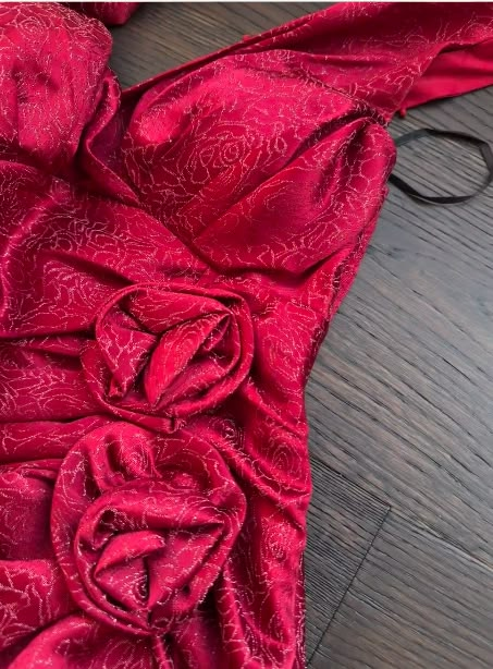 Vintage Burgundy V-Neck Sleeveless Mermaid Ruched Waist Floral Prom Dress TP5848