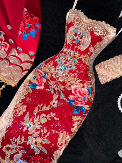 Sparkling Beaded Sequin Mermaid Design Exquisite Embroidery Gorgeous Evening Dress Prom Dresses TP4164