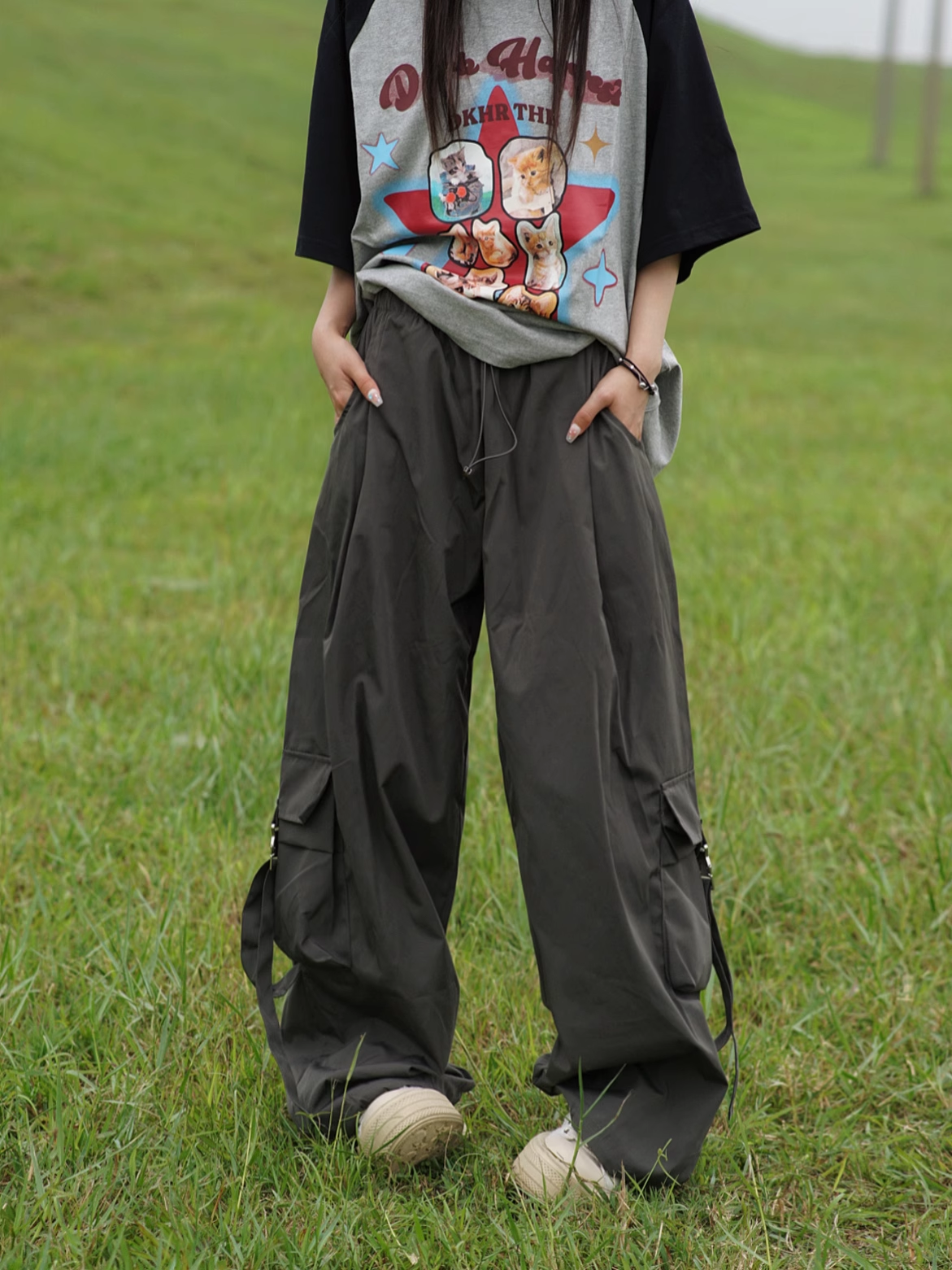 New Fashion Loose-fitting Multi-pocket Design Street-style Long Casual Pants TP3225