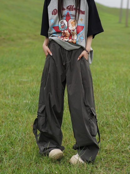 New Fashion Loose-fitting Multi-pocket Design Street-style Long Casual Pants TP3225