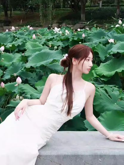 New Style White Sleeveless Beach Slim Halter Dress TP2984