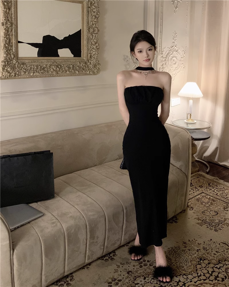 New Fashion Dress Back Bow Design Slim Halter Dress TP2996
