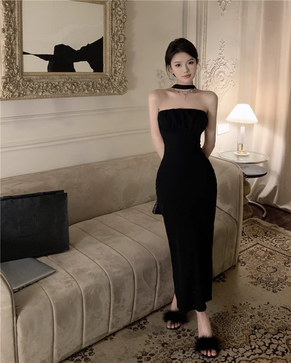 New Fashion Dress Back Bow Design Slim Halter Dress TP2996