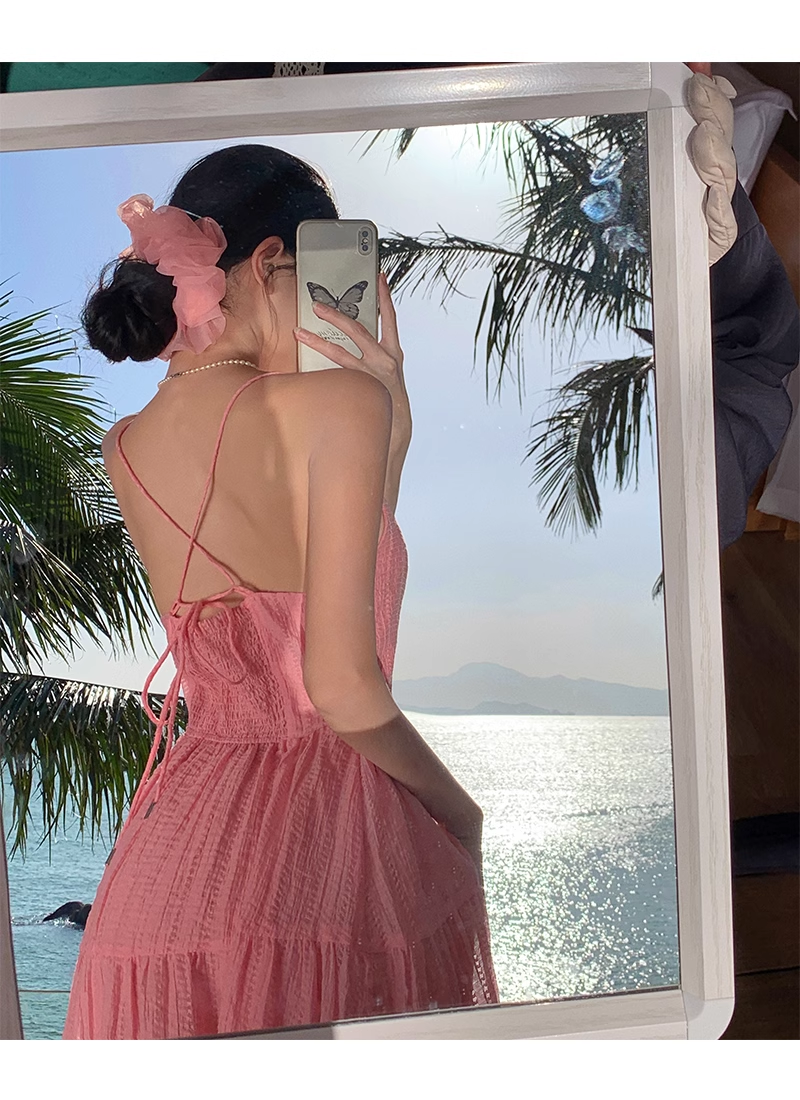 New Elegant Women Sexy Backless Beach Spaghetti Strap Dress TP2968