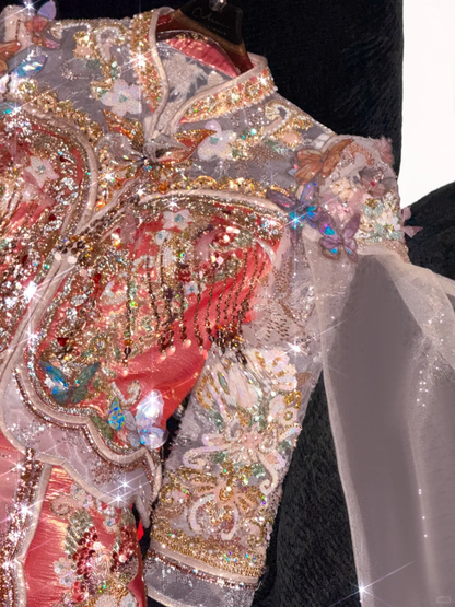 Gorgeous Shiny Beaded Exquisite Embroidery 3D Butterflies Mermaid Floor-length Evening Dress Prom Dresses TP4189