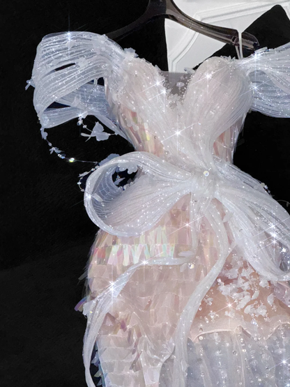 Vintage Sparkling Champagne Sequin Off-the-shoulder Sheath Elegant Chiffon Evening Dress Prom Dresses TP4153