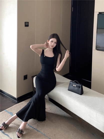 New Back Butterfly Cutout Design Slim Mermaid Spaghetti Strap Dress TP2992