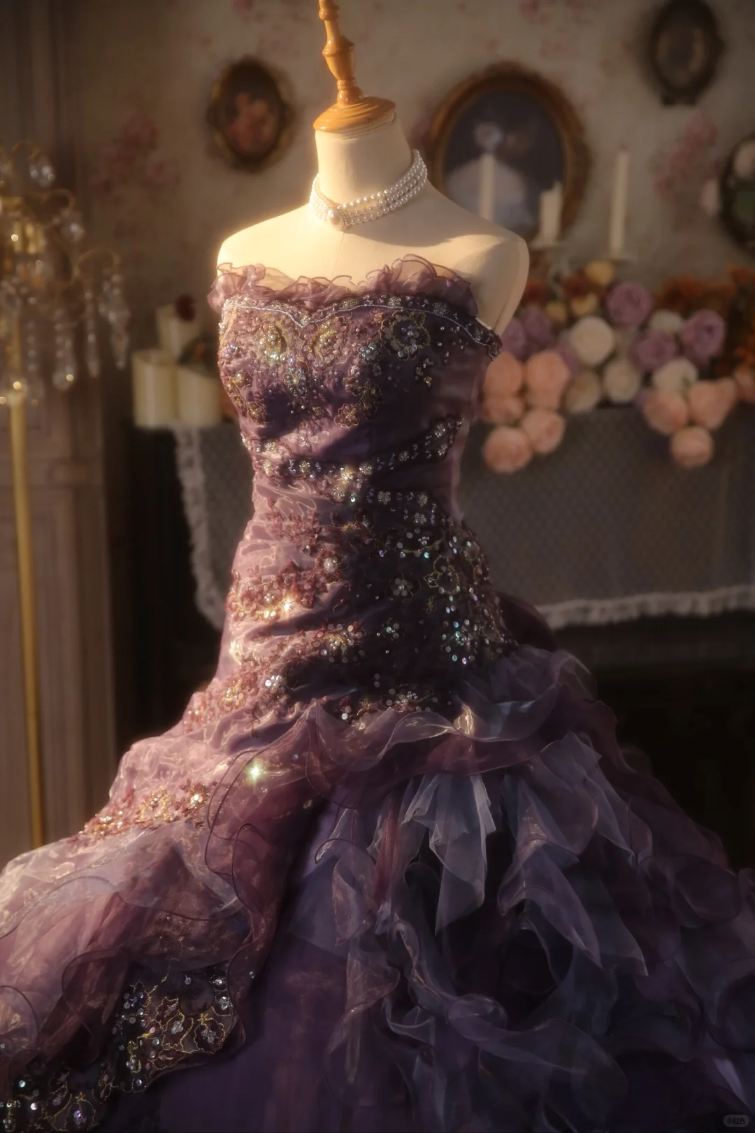 Gorgeous Purple Strapless Ruffled Tulle Sequin Sweet 15 Quinceanera Ball Gown TP5521