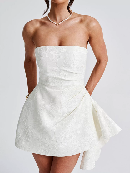 Cute Jacquard Strapless Homecoming Dress Short A-Line Party Gown TP5766
