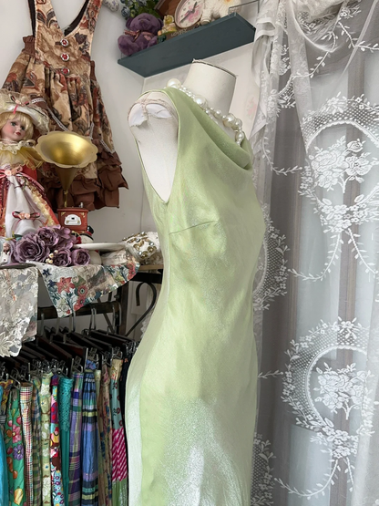 Gorgeous Light Green Cowl Neck Elegant Mermaid Long Evening Dress Prom Dresses TP4196