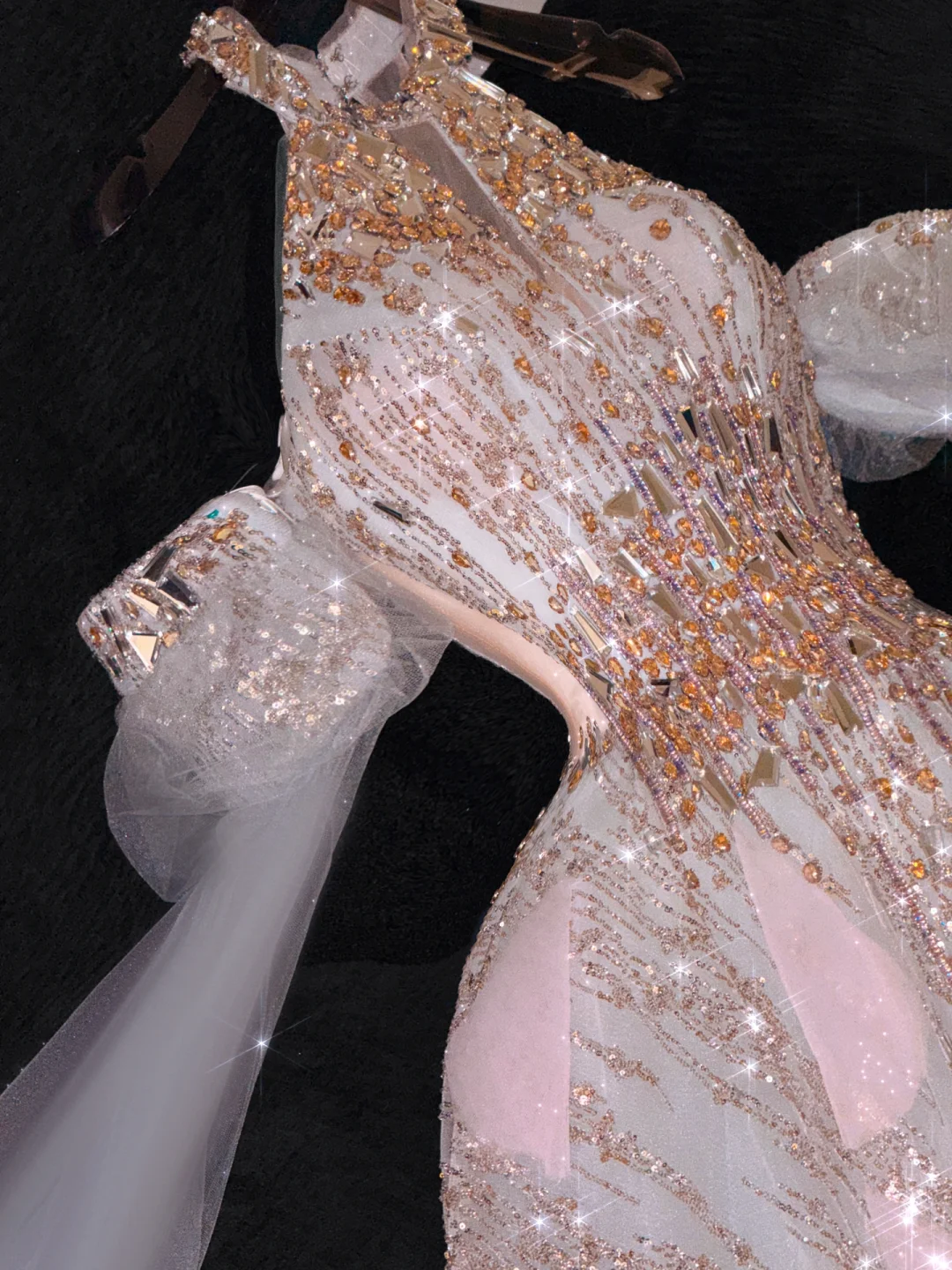 Gorgeous Shiny Pink Beaded Sequined Design A-Line Prom Dress Evening Dress Ball Gown TP4217