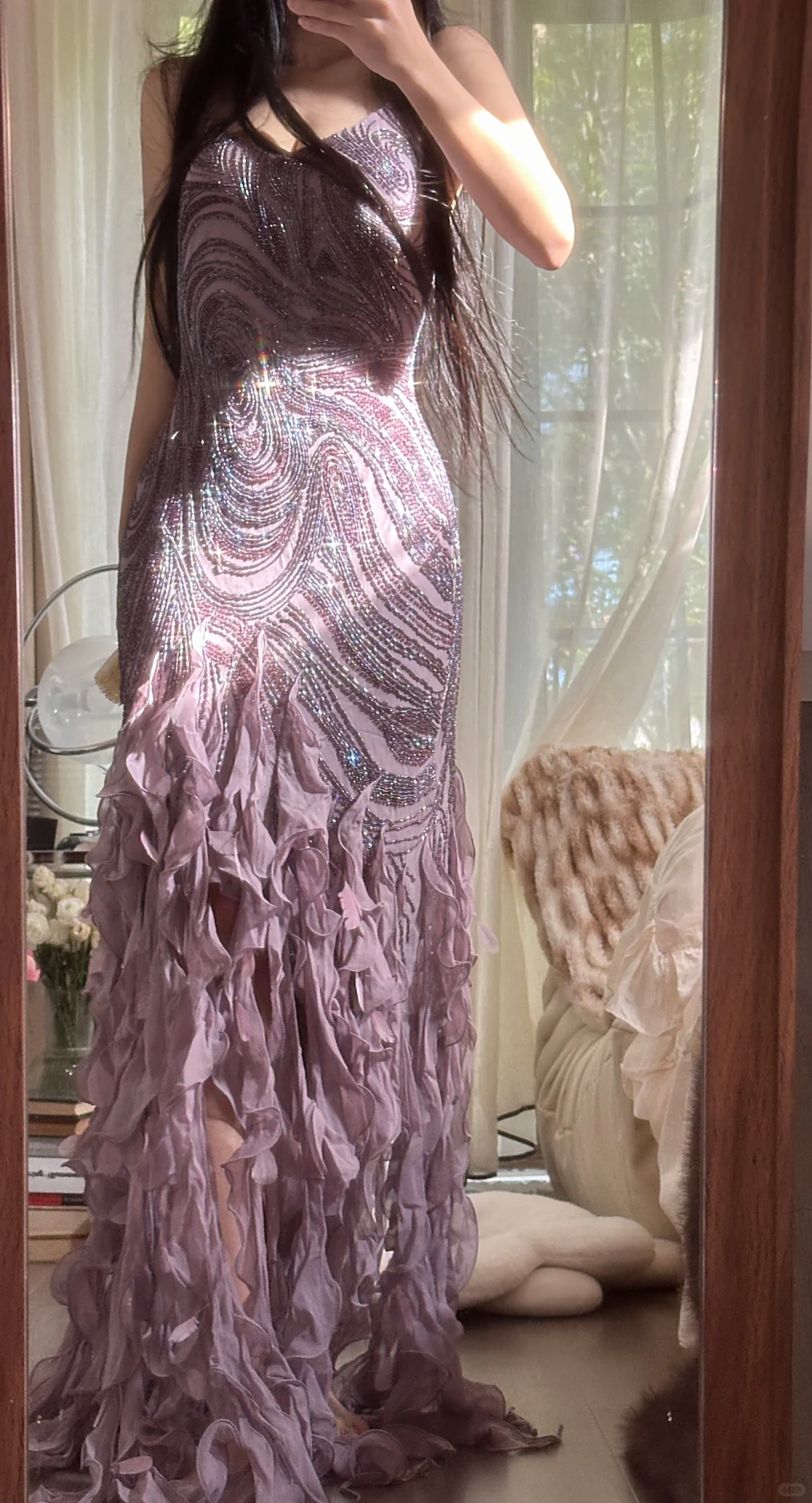 Vintage Purple Sparkling Strapless Design Elegant Chiffon Evening Dress Prom Dresses TP3988