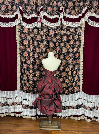 Gorgeous Burgundy Sweetheart Rose Applique Strapless Floor-length/Short Prom Dress Birthday Dress Evening Dress TP4385