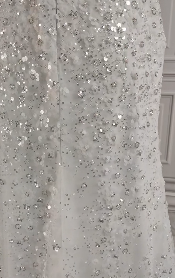 Gorgeous White Glittering Sequin Beaded Sweetheart A-Line Long Prom Dress Party Dress Evening Dress TP4484