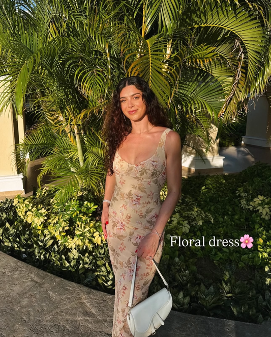Simple Fashion Mermaid Floral Design A-line Women Dress TP3881