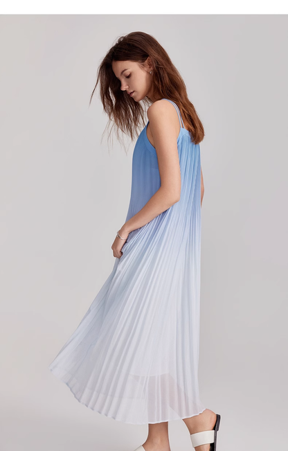 Simple Gradient Color Design Beach Holiday A-line Spaghetti Strap Dress TP3317