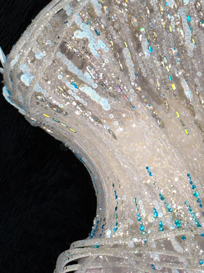 Gorgeous Sparkling Blue Sequin A-Line Elegant Chiffon Evening Dress Prom Dresses Ball Gown TP4155