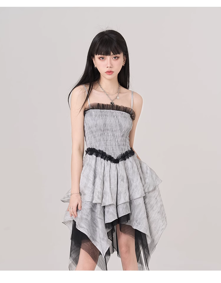 Simple Design Sense Fashion Solid Color Spaghetti Strap Dress TP2928