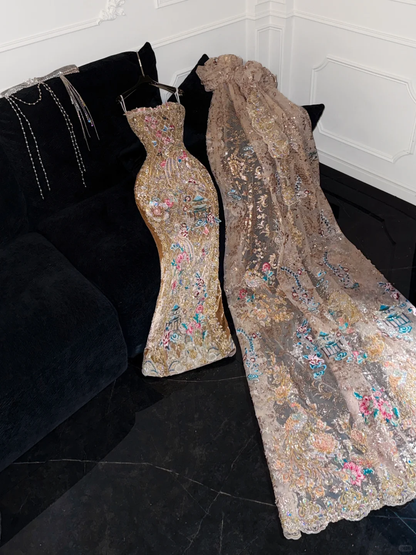 Gorgeous Shiny Beaded Exquisite Embroidery Mermaid Long Evening Dress Prom Dresses TP4185