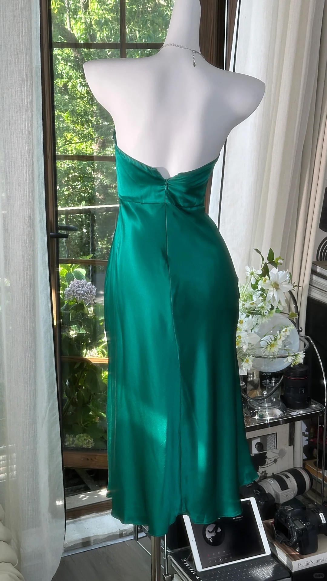 Enchanting Dark Green Sweetheart Strapless Sheath Satin Prom Dress Evening Dress TP4310