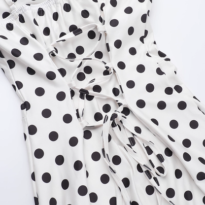 Cute Dot Pattern Sweetheart Spaghetti Strap Sheath Long Summer Dress Prom Dress Evening Dress TP4354