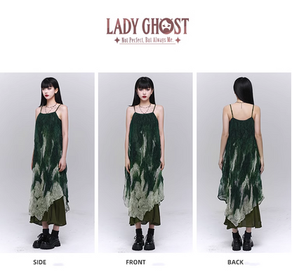 Chic Retro Goth Black Velvet Shawl Spaghetti Strap Dress TP2914