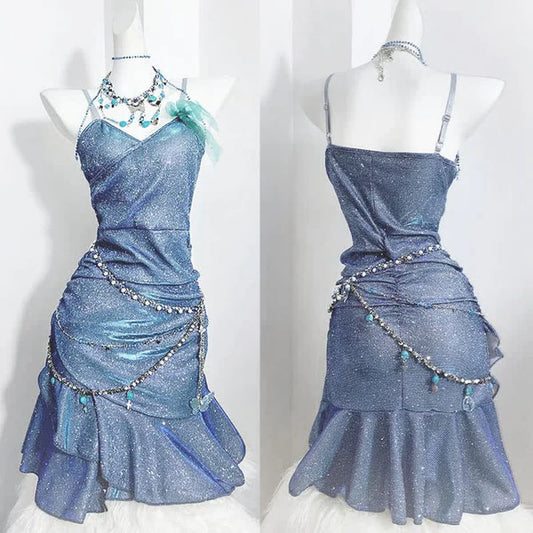 Vintage Shiny Beaded Homecoming Dress Spaghetti Strap Sheath Party Dress Short Cocktail Dress TP4647