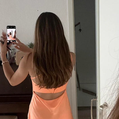 Cute Orange Satin Spaghetti Strap Sheath Short Party Dress Cocktail Dress Homecoming Dress TP4457