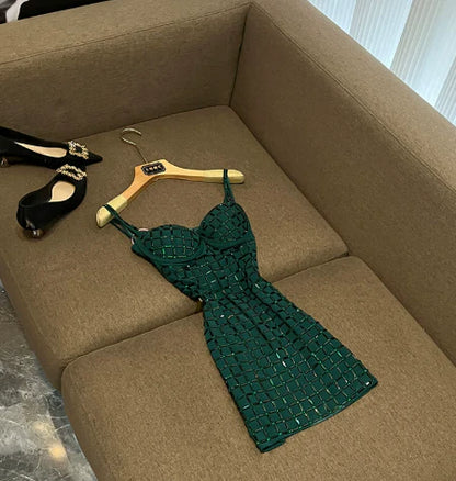 Vintage Dark Green Spaghetti Strap Sheath Short Party Dress Cocktail Dress Homecoming Dress TP4460