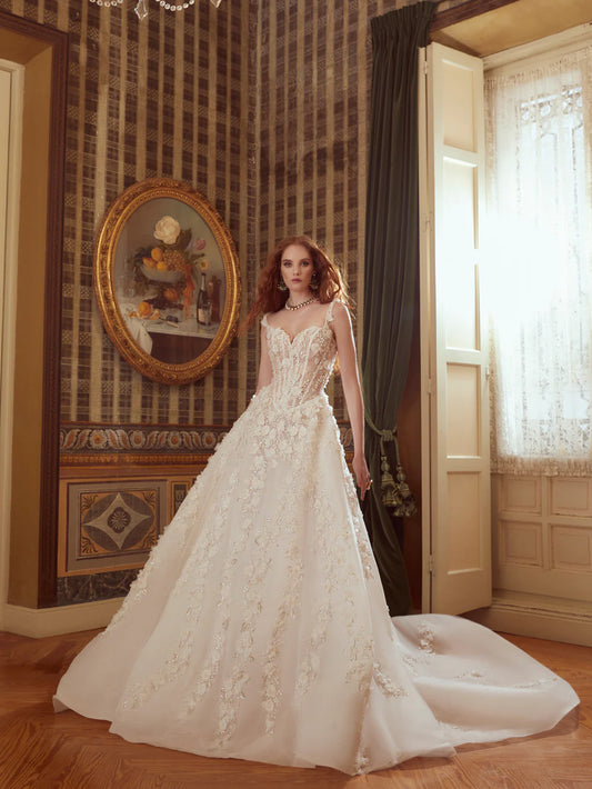 Gorgeous Ivory Sweetheart Applique Straps A-Line Wedding Dress Prom Dress Evening Dress TP4594