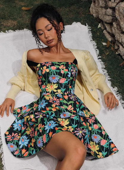 Vintage Floral Short A-Line Party Dress Cocktail Dress Homecoming Dress TP4427