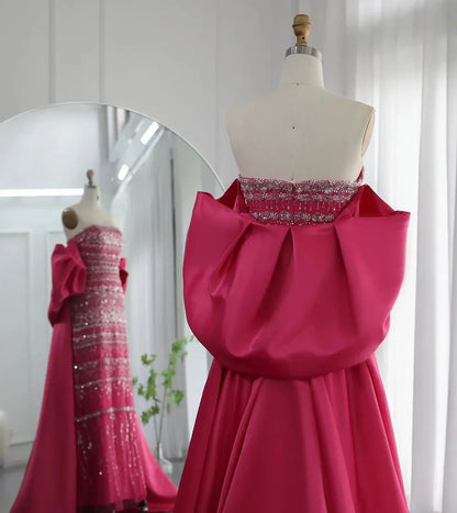 Vintage Shiny Beaded Strapless Sheath Cape Design Long Prom Dress Evening Dress TP4566