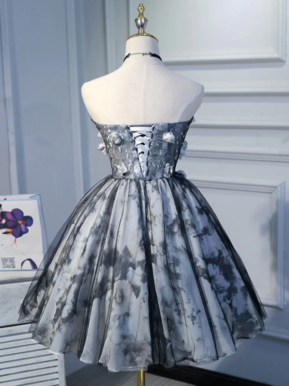 Black Short Prom Dresses, Black Cute Puffy Homecoming Dresses TP37