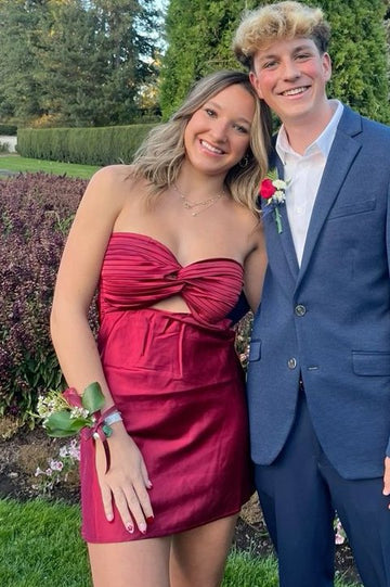 Chic Strapless Sweetheart Backless Sheath Sleeveless Short Party Dress Homecoming Dress TP4300