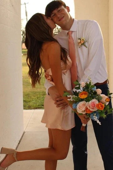 Chic Strapless Sweetheart Backless Sheath Sleeveless Short Party Dress Homecoming Dress TP4300