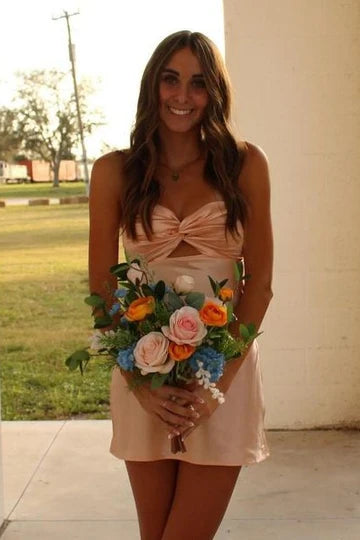 Chic Strapless Sweetheart Backless Sheath Sleeveless Short Party Dress Homecoming Dress TP4300