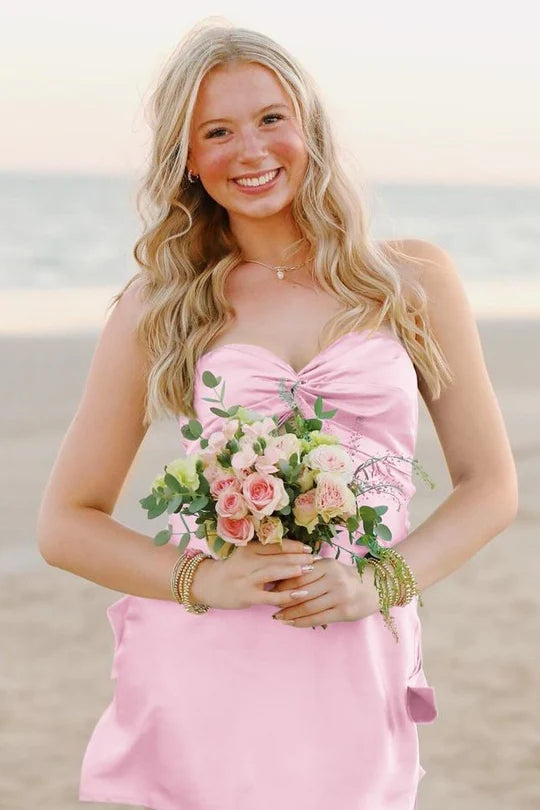 Chic Strapless Sweetheart Backless Sheath Sleeveless Short Party Dress Homecoming Dress TP4300