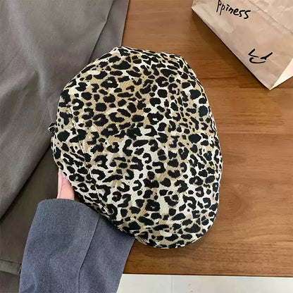 New Women American Retro Leopard Print Spring Summer Thin Design Sense Fashion Duck Tongue Beret TP2807