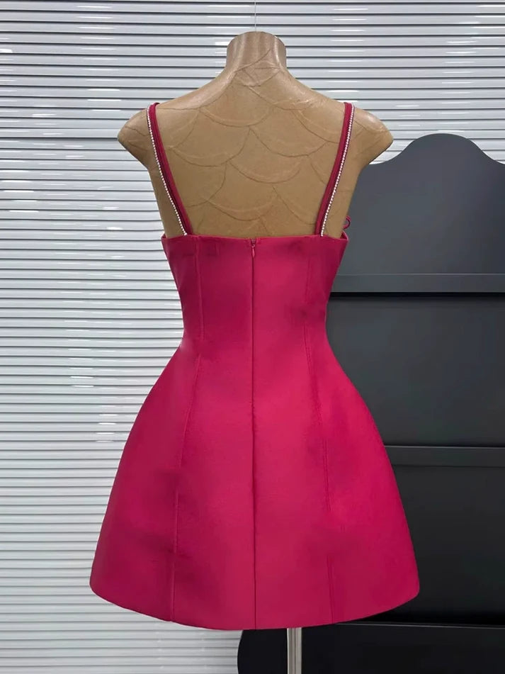 New Fashion Bow Design A-line Spaghetti Strap Party Dresses Homecoming Dresses, TP3809
