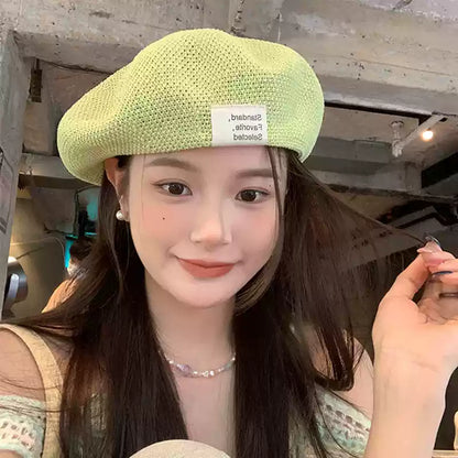Summer Women Knit Hollow Thin Breathable Beach Beret TP2811