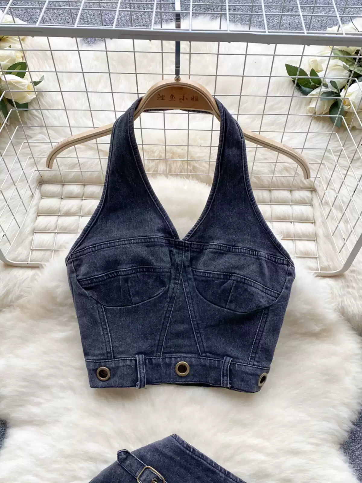 New Retro Design Halter Tank Top High Fanny Pack Hip Skirt TP2828