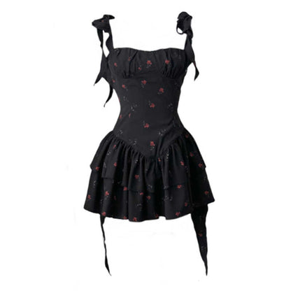 New Fashion Floral Ribbon Design A-line Sleeveless Spaghetti Strap Dress TP3289