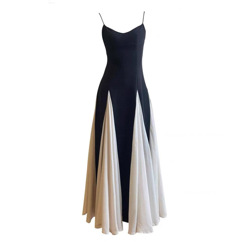 New Fashion Color Combination Design A-line Casual Sleeveless Spaghetti Strap Dress TP3255