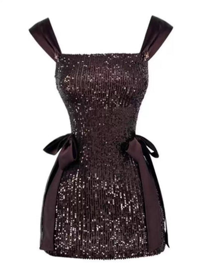 New Fashion Sequin Design A-line Sleeveless Strap Dress TP3306